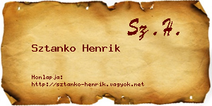 Sztanko Henrik névjegykártya